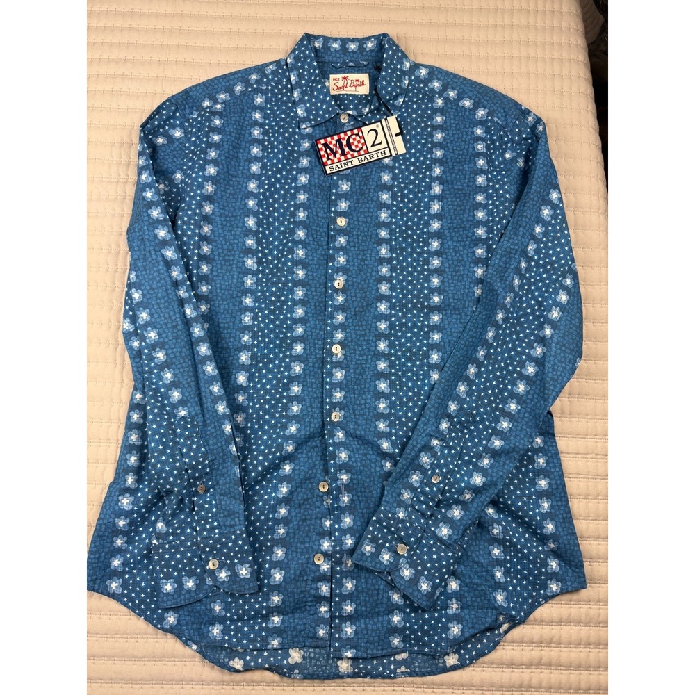 MC2 SAINT BARTH 100% COTTON LONG SLEEVE BUTTON DOWN SHIRT MADE IN MILANO/ITALY